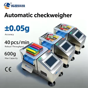 Production Line Check Weigher Machine Automatic High Precision Dynamic Checkweigher for Small Pouch 0.05g Weight Checker