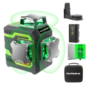 Professional 12 Lines Rotary Laser Level 3X360° Self Leveling Green Cross Industrial Grade with Removable Li on Battery Powered