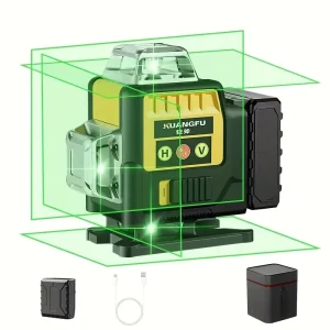 Professional 4D Cross Laser Level Set Essential for Construction Tools 16 Lines 360 Degree Self Balancing Green Beam