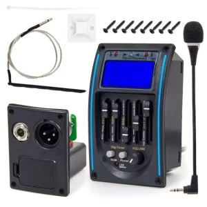 Professional EQ PM Plastic Acoustic Guitar Pickup with LCD Tuner 5 Band Equalizer Built in Microphone and Durable Design