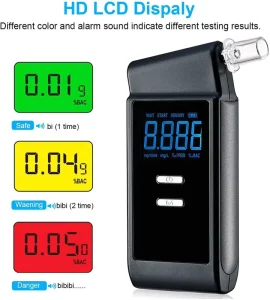 Professional Handheld Black Fuel Cell Breathalyzer Fuel Cell Sensor Alcohol Tester With Battery Included