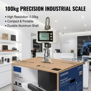Professional Multi Range LCD Hanging Scale 100kg with Tare Unit Switching OEM ODM Customization Overload Warning for Warehouse
