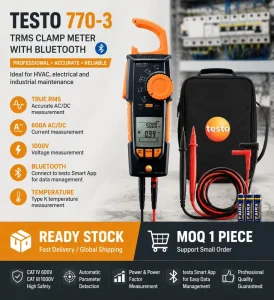 Professional TRMS Clamp Meter 600A Digital Multimeter with Bluetooth for HVAC Electrical Testing