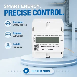 QDM11 3 Single Phase 4 Pole DIN Rail kWh Energy Meter With LCD Display RS485 Submeter for Home Distribution Box