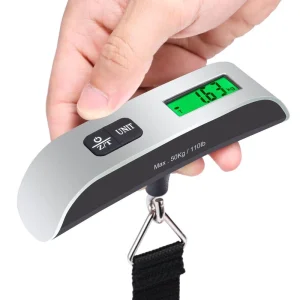 Qihang QH-048 Silver Stainless Steel LCD Display Hanging Suitcase Weighing Portable Travel 110lb 50kg Luggage Scale