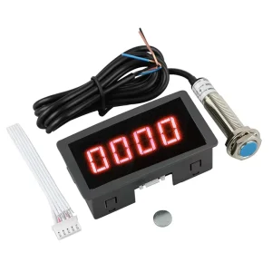 RED High Precision Digital Frequency Tachometer 0.56″ 4 LED DC 8 24V Car Motor Speed Meter RPM Speed Tester 10 9999R M