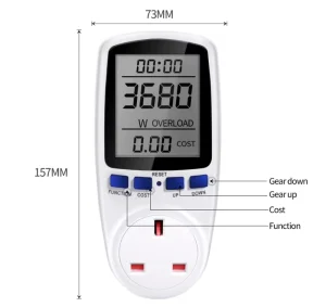 RUIST Digital Lcd Power Meters Wattmeter Socket Wattage Kwh Energy Meter Measuring Outlet Power Analyzer