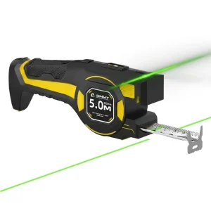 2 in 1 Laser Tape 5M Self Locking Steel Tape Horizontal Laser Level Digital Distance Meter Metric High Precision Construction