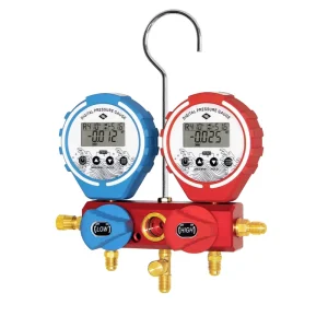 Refrigerant Refrigeration Digital Electronic Double Pressure Gauge Manifold Set