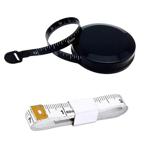 Retractable Black Body Tape Measure and White Soft Sewing Measuring Tape Set Dual Sided 60 Inch (2 Pack)