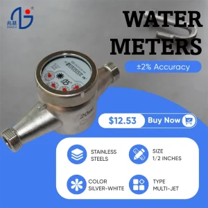 Russian Standard 304 Stainless Steel Multi Jet Water Meter R100 Class2 IP68 MAP10 Pressure ISO Certified OEM Domestic DN15-DN50