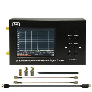 SA6 6GHz Portable Spectrum Analyzer Signal Generator 35-6200MHz Handheld RF Signal Tester 3.2″ Touchscreen (135x80x25mm)