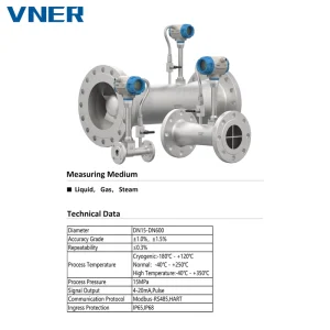 SA80T-TP High-Precision DN100 Vortex Flowmeter +/-0.5% Accuracy Stainless Steel OEM Customizable Air Water Gas Liquid