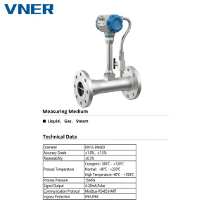SA80T-TP High-Precision DN100 Vortex Flowmeter Accuracy 0.5% Stainless Steel OEM Customizable Air Water Gas Flange