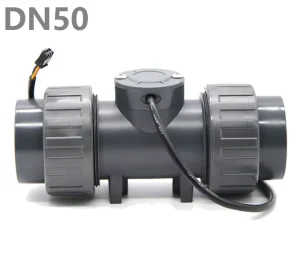 SEA Flow Sensor ZJPVC DN50 Paddle Wheel Turbine Hall Effect 24V Pulse Output Counter Flowmeter 63mm Connection for Aquaculture