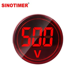 SINOTIMER ST16V Round Voltage Meter 5 Colors LED Display 60-500V 22mm Hole Circular Voltmeter