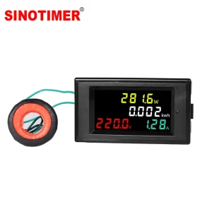SPM002 Energy Meter 220V/380V 0-100A CT KWh/PF Monitoring Panel Mount AC 80-450V Voltage 30kW Power LCD Display