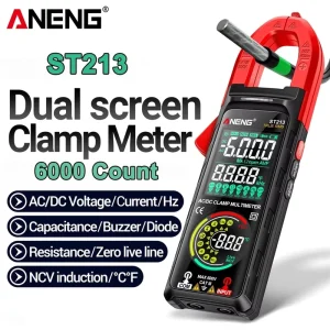 ST213 Clamp Meter VA Reverse Color Display Screen Multimeter CAT III 6000 Count True RMS Tester DC AC Voltage Current Tool