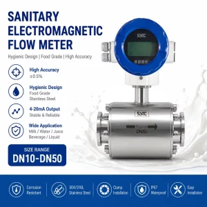Sanitary Magnetic Flow Meter 4-20mA Flange Food Grade Electromagnetic Flowmeter DN10-DN50 for Milk Water Juice Beverage