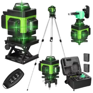 Self-Leveling 360 3D Three 360 Degree Green Laser DIY Grade FCC CE Certified Li ion Battery Wall Floor Meter Laser Level