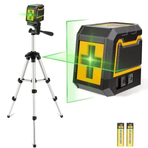 Self Leveling Industrial DIY Laser Level 100Ft Green Cross Line Rotary Laser Tool Modes Manual Pulse Mode for Indoor Outdoor Use
