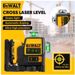 Self Levelling DW089LG Industrial 12 Lines 3D 360 Degree Vertical 12V Lithium Battery Laser Level Horizontal Green Indoor Outdoor
