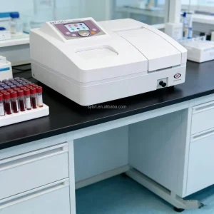 Single Beam Visible Spectrophotometer with 10mm Manual Quadruple Cell Holder Large Space Sample Chamber Lab Photometer