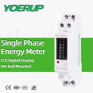 Single Phase 1P LCD Digital Display Wattmeter Power Consumption Energy Smart Electric Meter kWh 220V DIN Rail Energy Meter