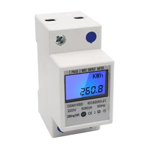 Single Phase 2 Wire LCD Display KWH Meter 35mm DIN Rail Type Pulse Port Energy Meters