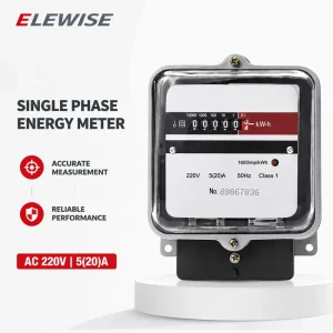 Single Phase 220V Glass Iron Casing Electric Meter 60A Max Current Level 1 2 Accuracy Safety 999.9999 kWh Home School Commercial