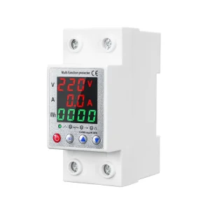 Single Phase 63A Din Rail Power Energy Meter Smart Digital Display AC90-250V Ammeter & Voltmeter