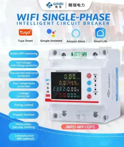 Single Phase AC 100A DIN Rail KWH Electric Energy Meter with Over Under Voltage Current Leakage Protection WiFi RS485 Module