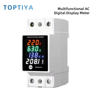 Single Phase DIN Rail Digital Energy Meter AC Voltage Current Power KWh Meter with LED Digital Display