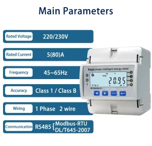 Single Phase DIN Rail Power Analyzer With Real Time Energy Consumption Data Display CE Certified for Electrical Systems