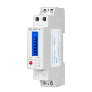 Single Phase Digital Wattmeter Power Consumption Energy Meter kWh AC 230V 60A Din Rail Type Watt-hour Meter LCD with Backlight