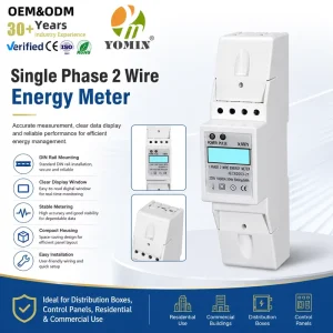 Single Phase KWH Frequency Energy Meter Pulse Output Din Rail Active Meter 60A Maximum Current with LCD Display