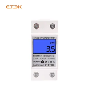 Single-Phase LCD Digital Display Electric Energy Meter 230V/220V 50Hz/60Hz Din Rail AC Power Consumption Model EK015SJ