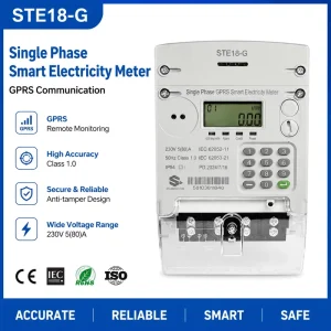 Single Phase Smart Energy Meter Class 1.0 LCD Display 100A 230V 5A Electric Power Industrial