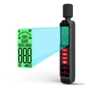 Small Handheld Digital Decibel Meter 0.1dB Resolution 125Hz-8KHz Frequency Range A-Weighting MAX/MIN Detection