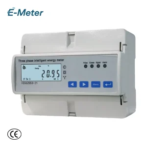 Smart 3-Phase DIN Rail Power Monitor LCD Display Voltage Current Active Energy Measurement 3 Phase Energy Meter