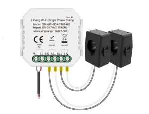 Smart Clamp 2 Channels Biddirectional High Accuracy 5 Power Metering Phase with Wi-Fi APP Display for Grid and Solar Panel