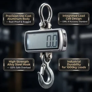 Smart Crane Scale 200kg with Data Logging and 41mm LCD Industrial Force Gauge with Remote OEM for Production QC