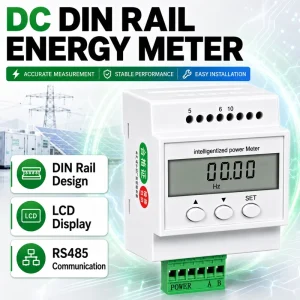 Smart DC Voltage Power Meter Energy Kwh Meter RS485 Modbus DC Volt Watt Battery Meter LCD Display 18 Months Din Rail Mounted 1