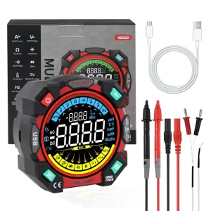 Smart Digital Multimeter with 6000 Counts True RMS Temp Resistance Transistor Testers Auto ranging LCD Display Measurement Meter