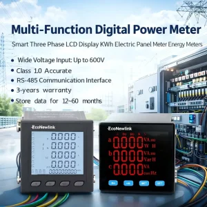 Smart Digital Panel Meter 220V 5A LCD Display Three-Phase Power Meter RS485 Modbus 1.0 Class Accurate Electrical