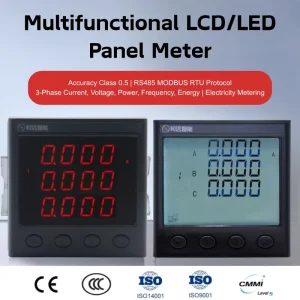 Smart Electrical Digital Power Meter Multifunction 3-Phase Voltmet and Ammet Energy Meter with RS485