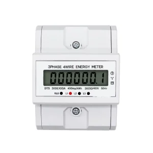 Smart Electronic kWh Meter Transparent Cover Backlight Three Phase 100A Class 1 LCD Display 35mm DIN Rail Installation Household