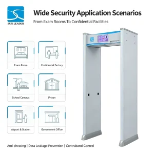 Smart Mobile Phone Detection Security Gate Walk Through Metal Detector 8 Zones Touch Screen Dual Detection System for School Factory