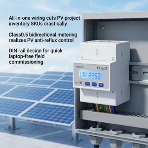 Smart Power Sensor DIN Rail PV Meter 0-80A Bi-directional Class 0.5 Energy Meter Anti-reflux Modbus RS485 for Distributed PV EMS