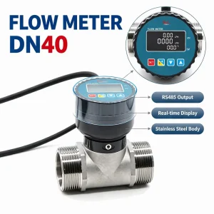 Smart RS485 Remote Controller Digital Display Flowmeter Water Flow Meter ZJSUS LCD DN40 for Sewage Water System